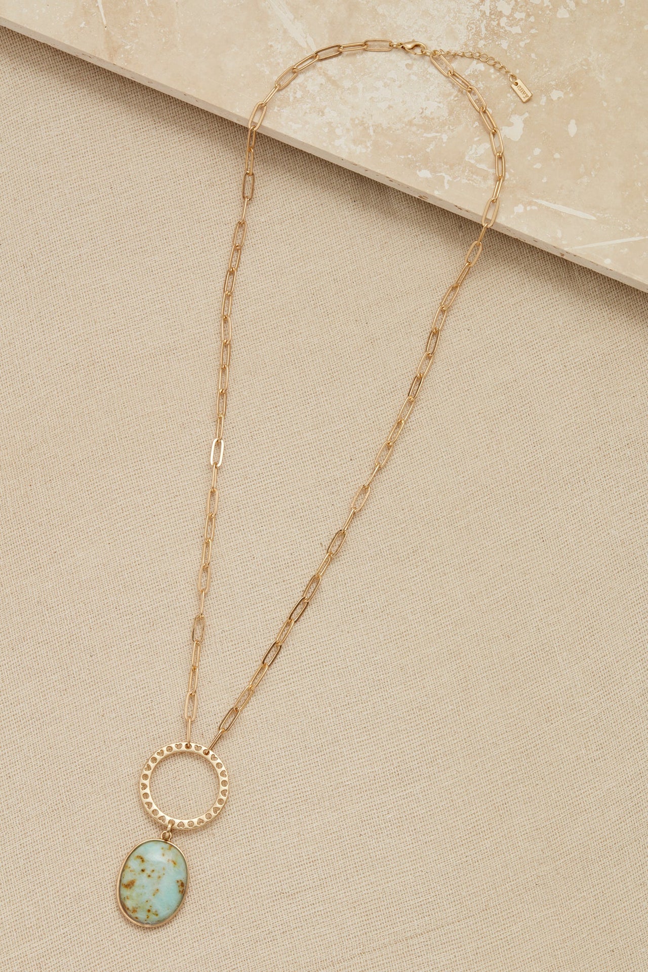 Envy Long Gold Oval Pendant Necklace