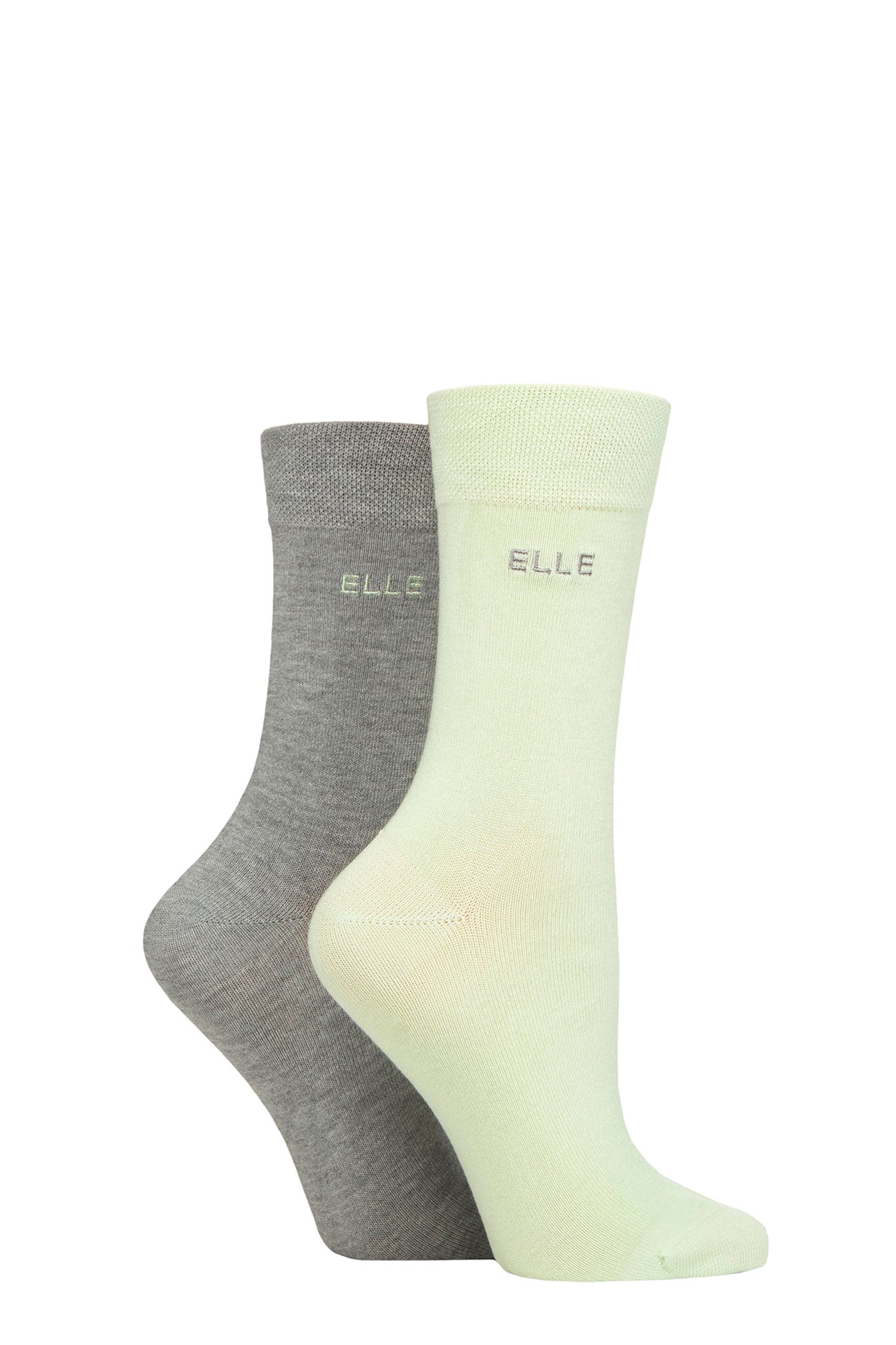 Ella 2 Pair Plain Bamboo Fibre Socks - Keylime Pie