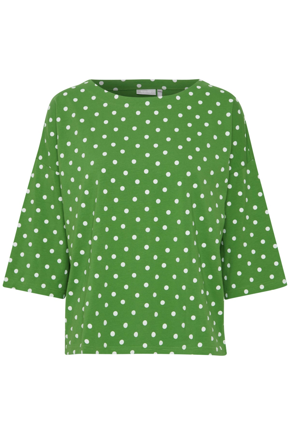 Fransa Siva Green Polka Dot Cotton Top