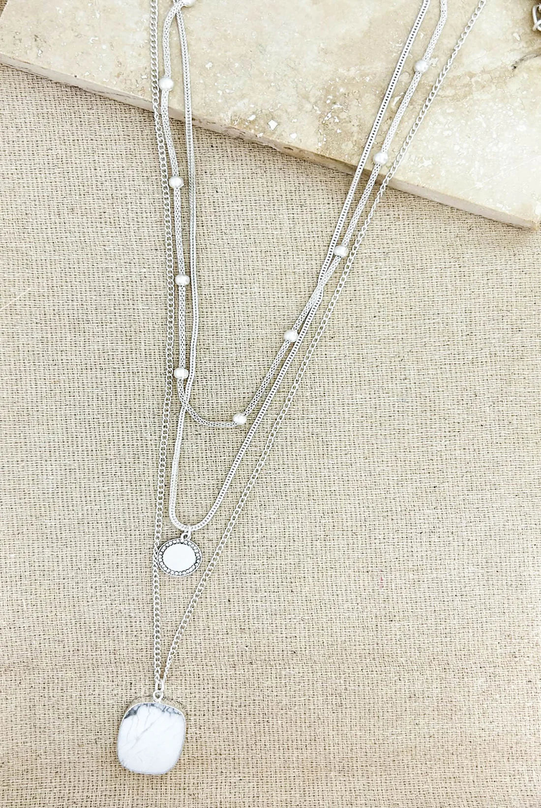 Envy Triple Layer Silver Pendant Necklace