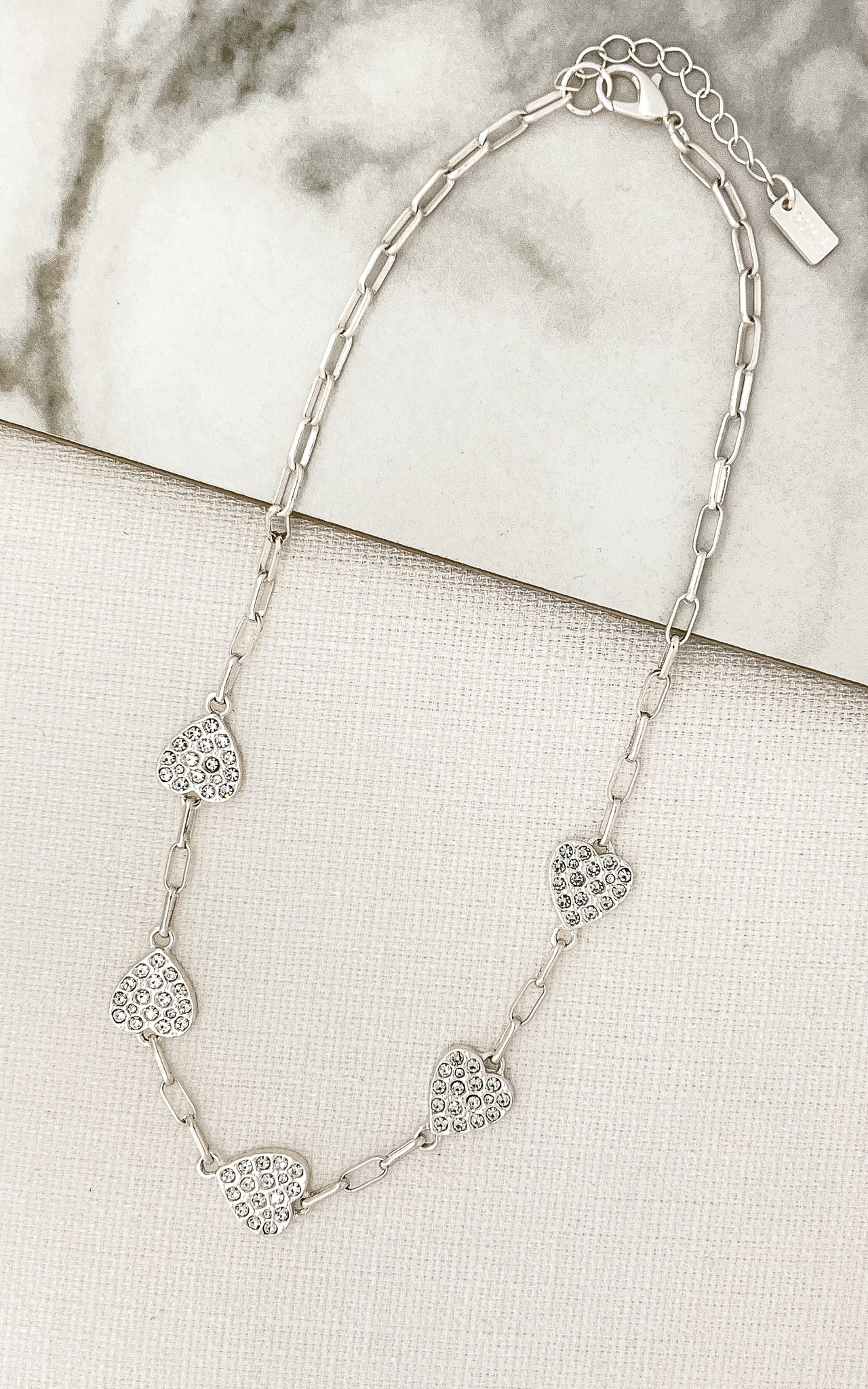 Envy Silver Diamante Heart Necklace