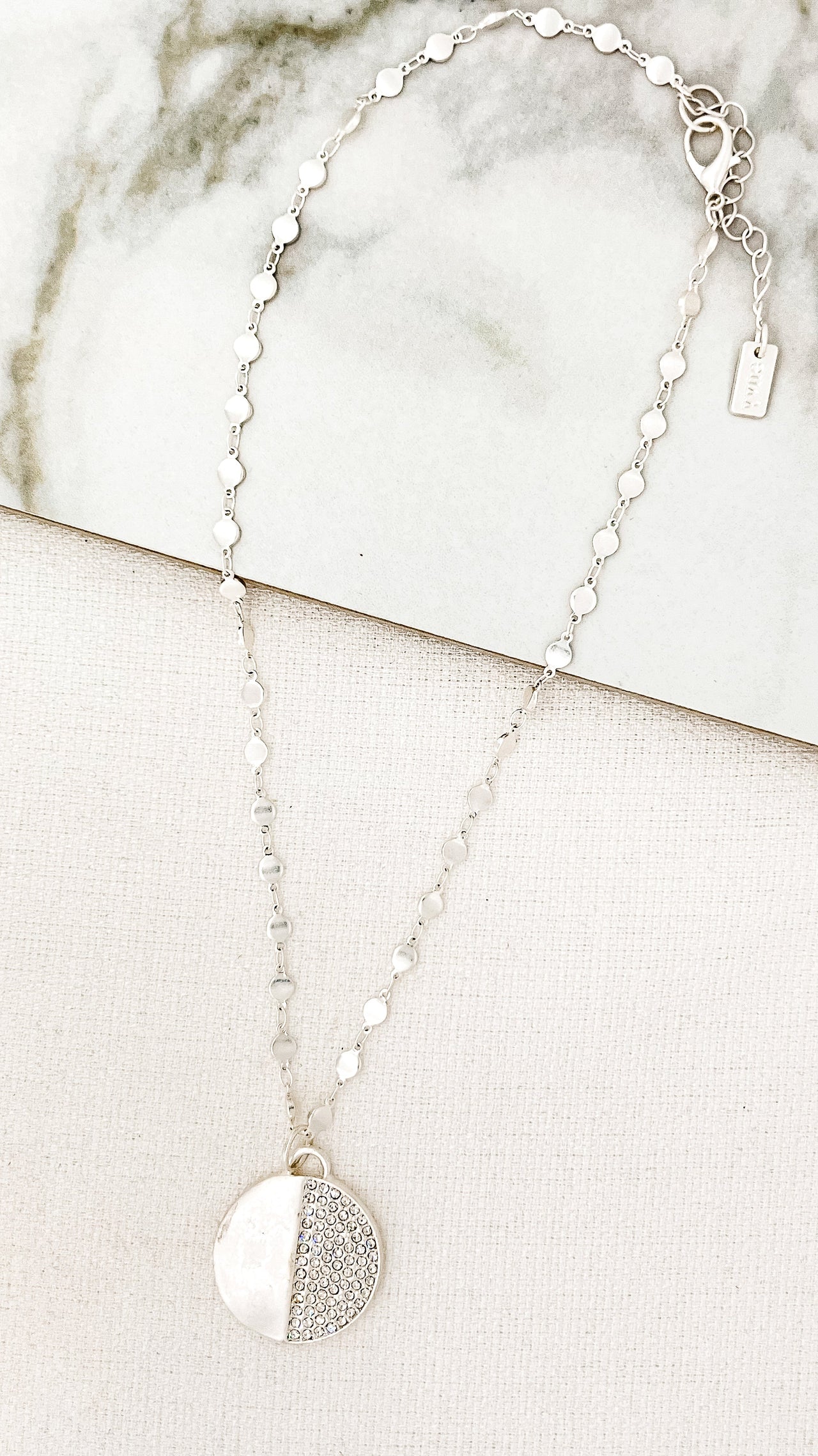 Envy Silver Diamante Pendant Necklace