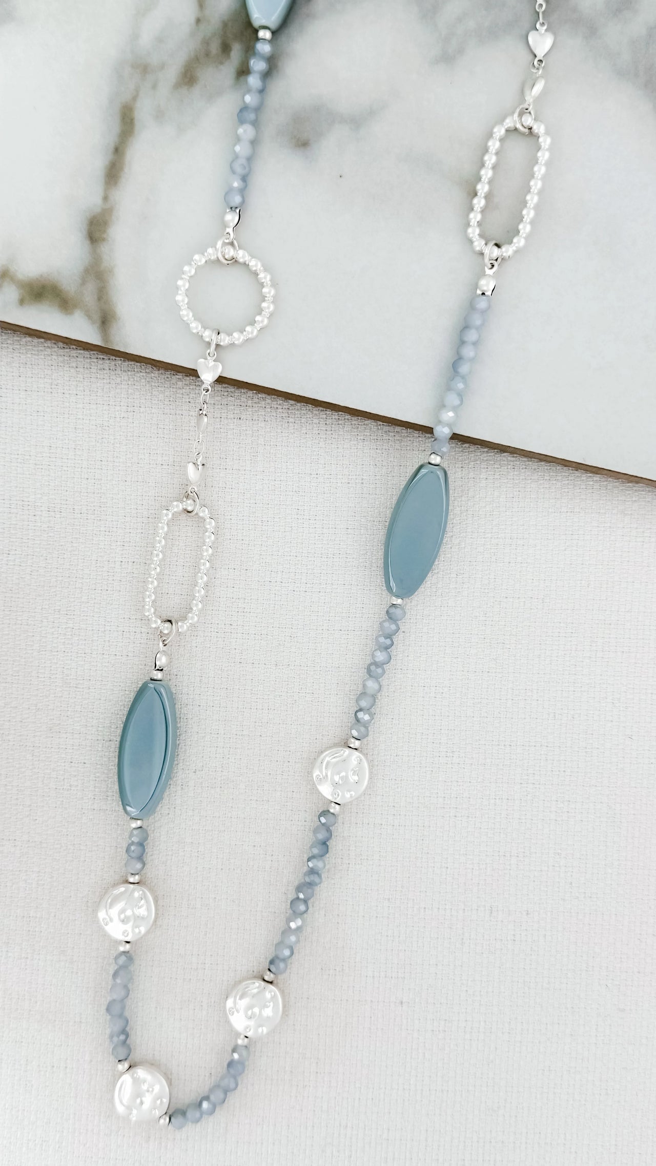 Envy Silver and Blue Beaded Necklace