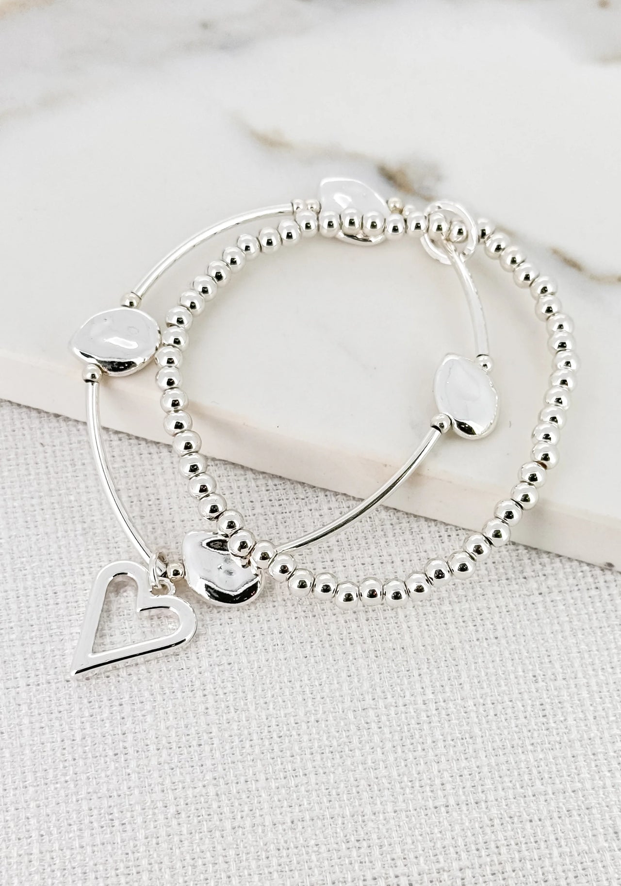 Envy Silver Heart Charm Bracelet