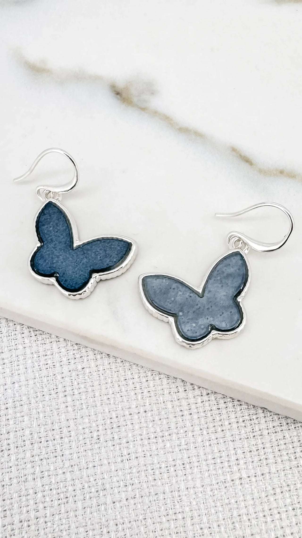 Envy Silver and Black Butterfly Earrings