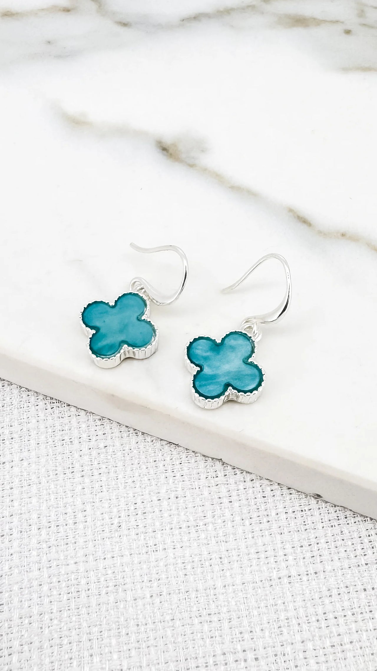 Envy Silver and Turquoise Clover Earrings