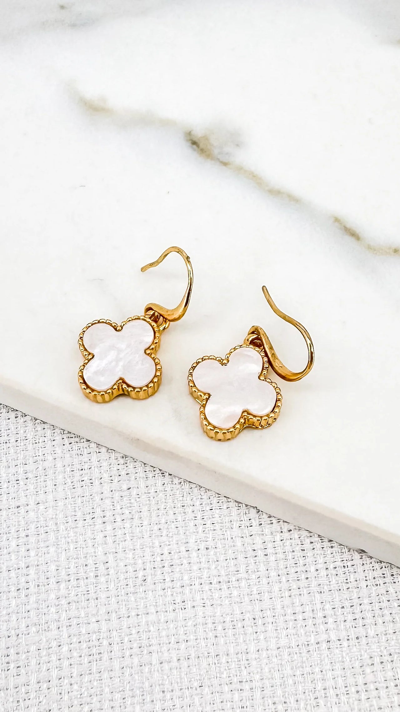 Envy Gold and White Clover Earrings