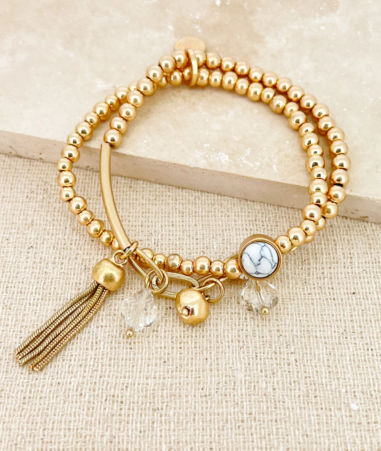 Envy Stretch Gold Bracelet with Charms
