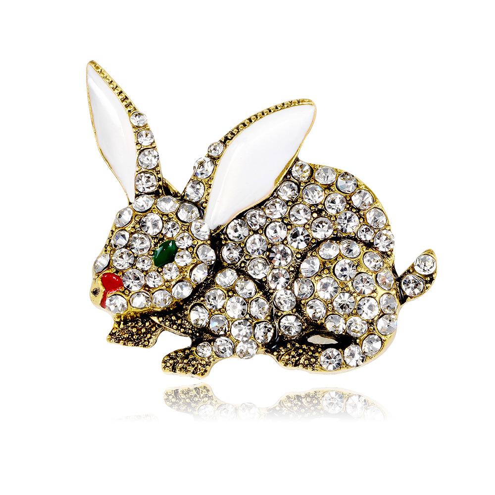 White Leaf Yellow And Gold Rabbit Brooch