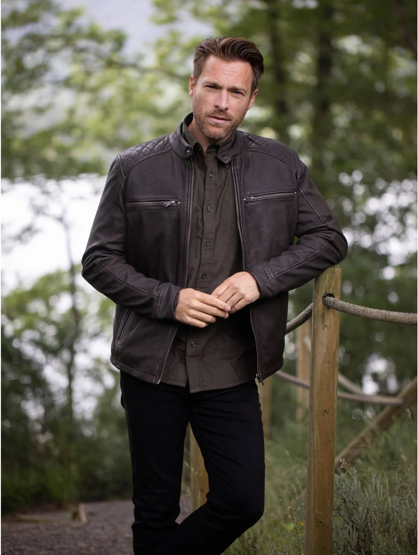 ジャケット・アウター LiNoH LEATHER JACKET Lakeland Hamish Leather Jacket - Black/Bodenhams