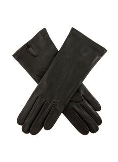DENTS Women's Black Silk Lined Leather Gloves