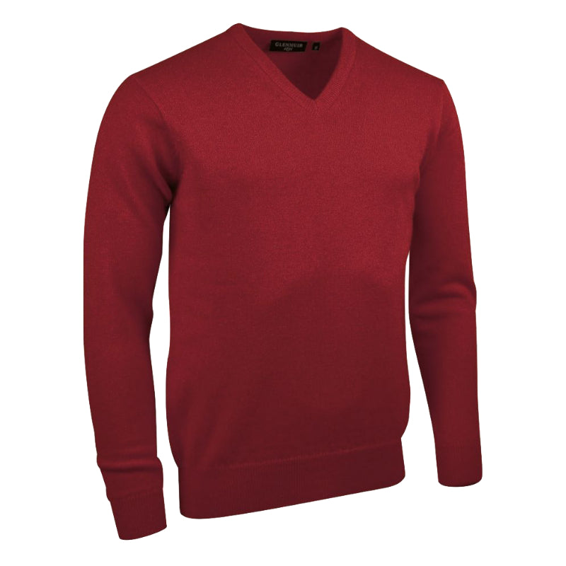 Glenmuir V-Neck Poppy Melange Lomond Lambswool Sweater