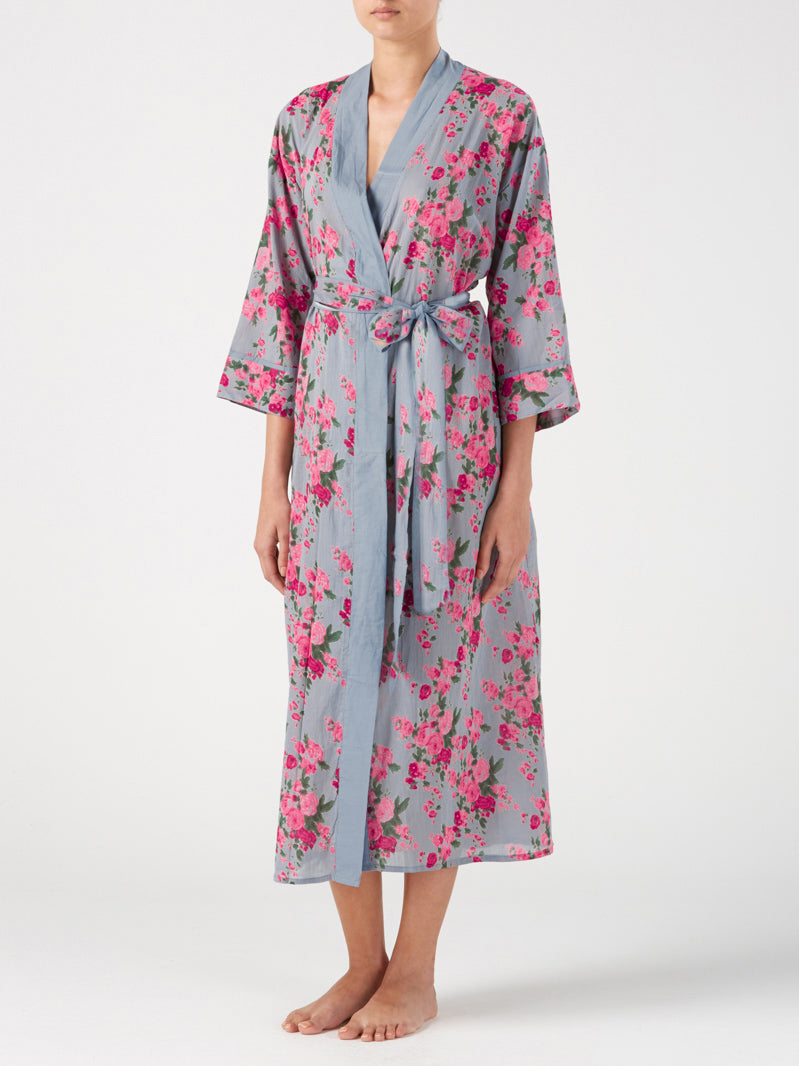 Gabrielle Parker Cotton Kimono Vintage Rose Smokey Blue
