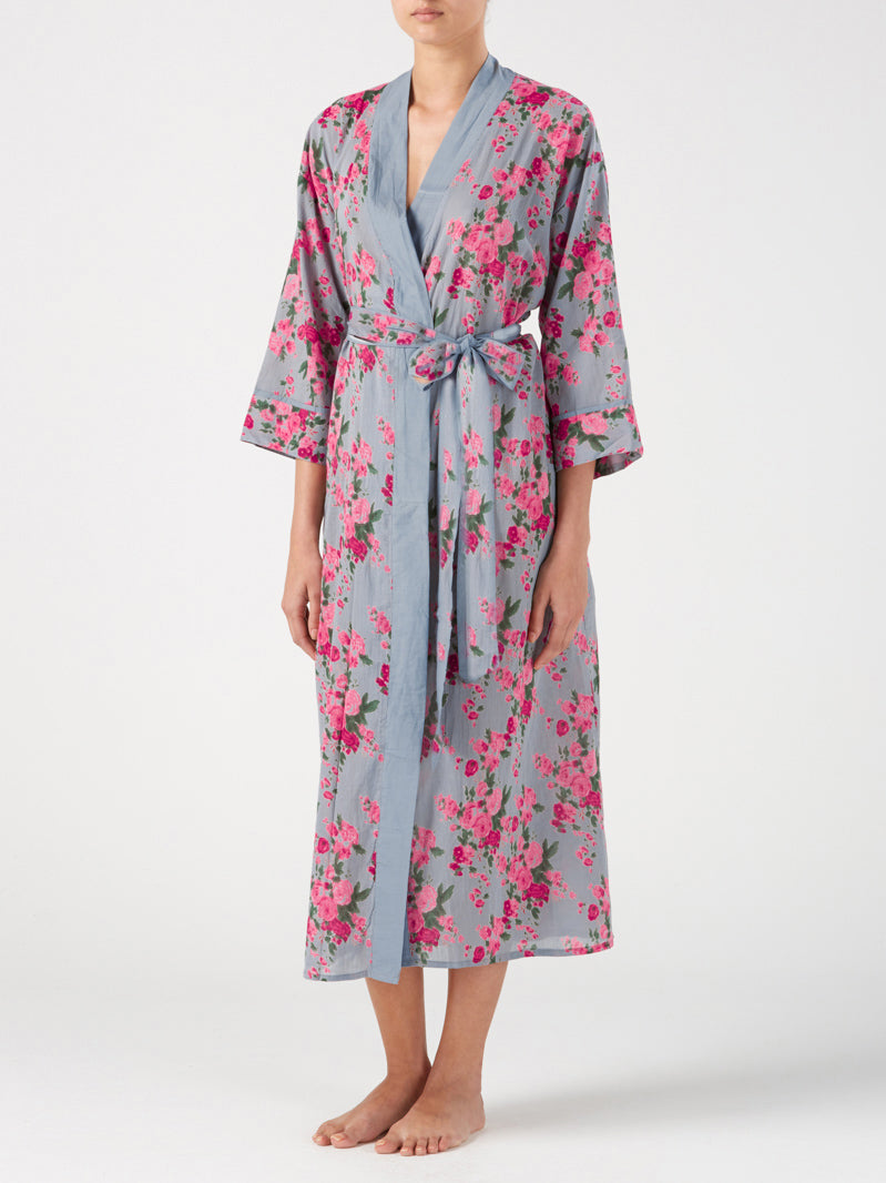 Gabrielle Parker Cotton Kimono - Vintage Rose Smokey Blue