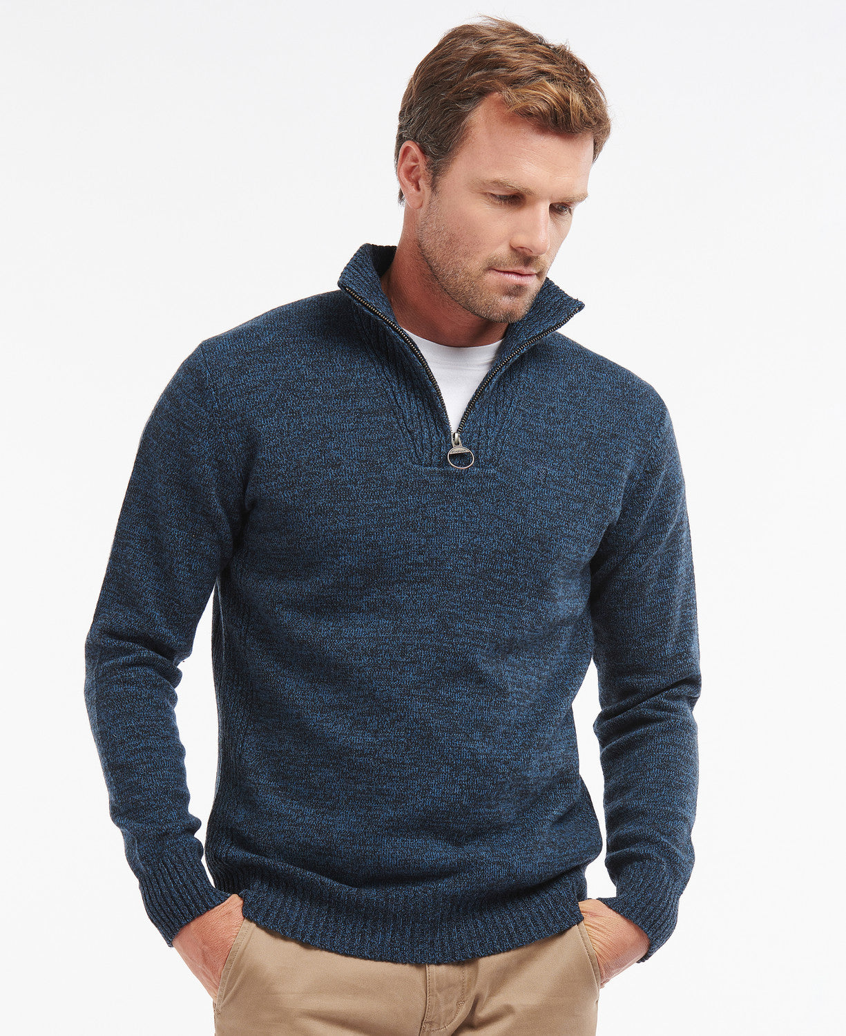 Barbour Essential Lambswool Half Zip - Navy Mix