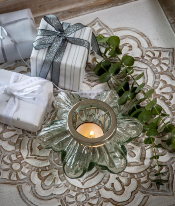 Glass star tea light holder deals