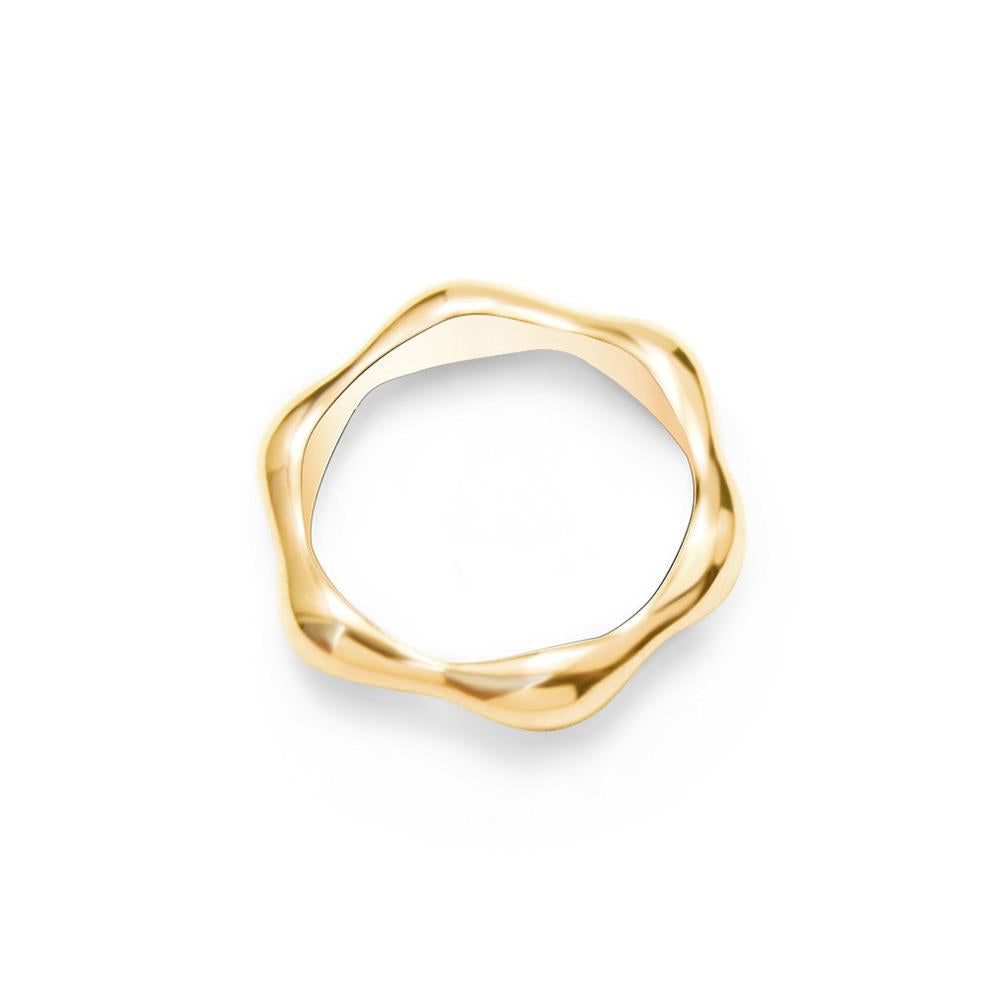 White Leaf Gold Bamboo Ring