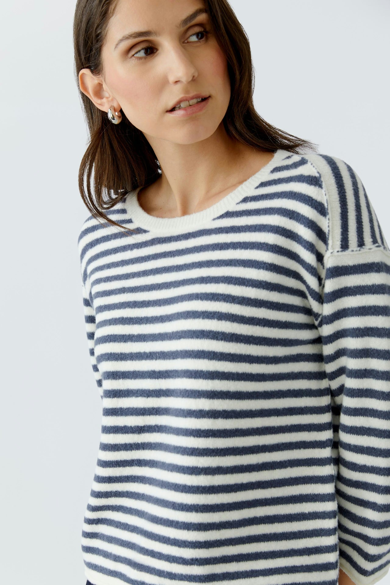 Oui Stripe Jumper - White/Blue