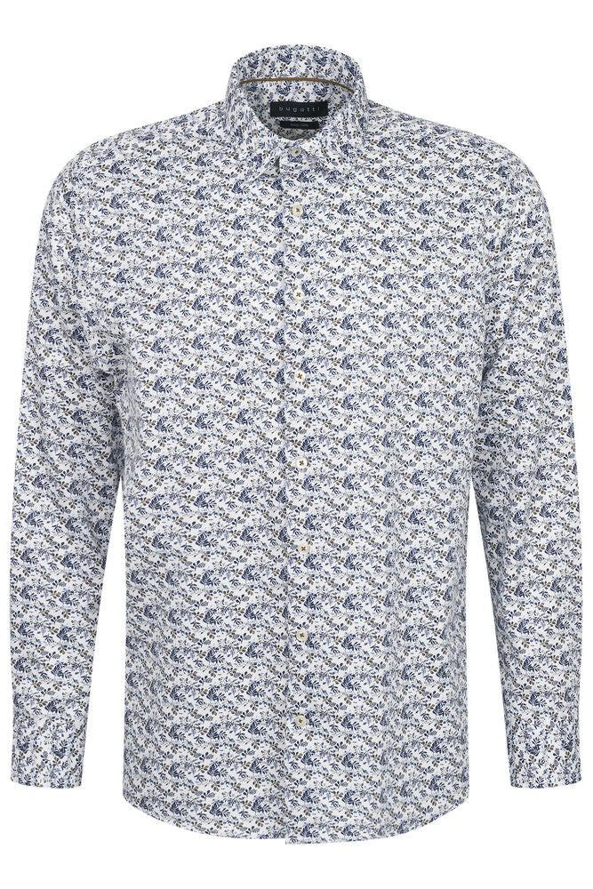 Bugatti Blue Floral Long Sleeve Shirt