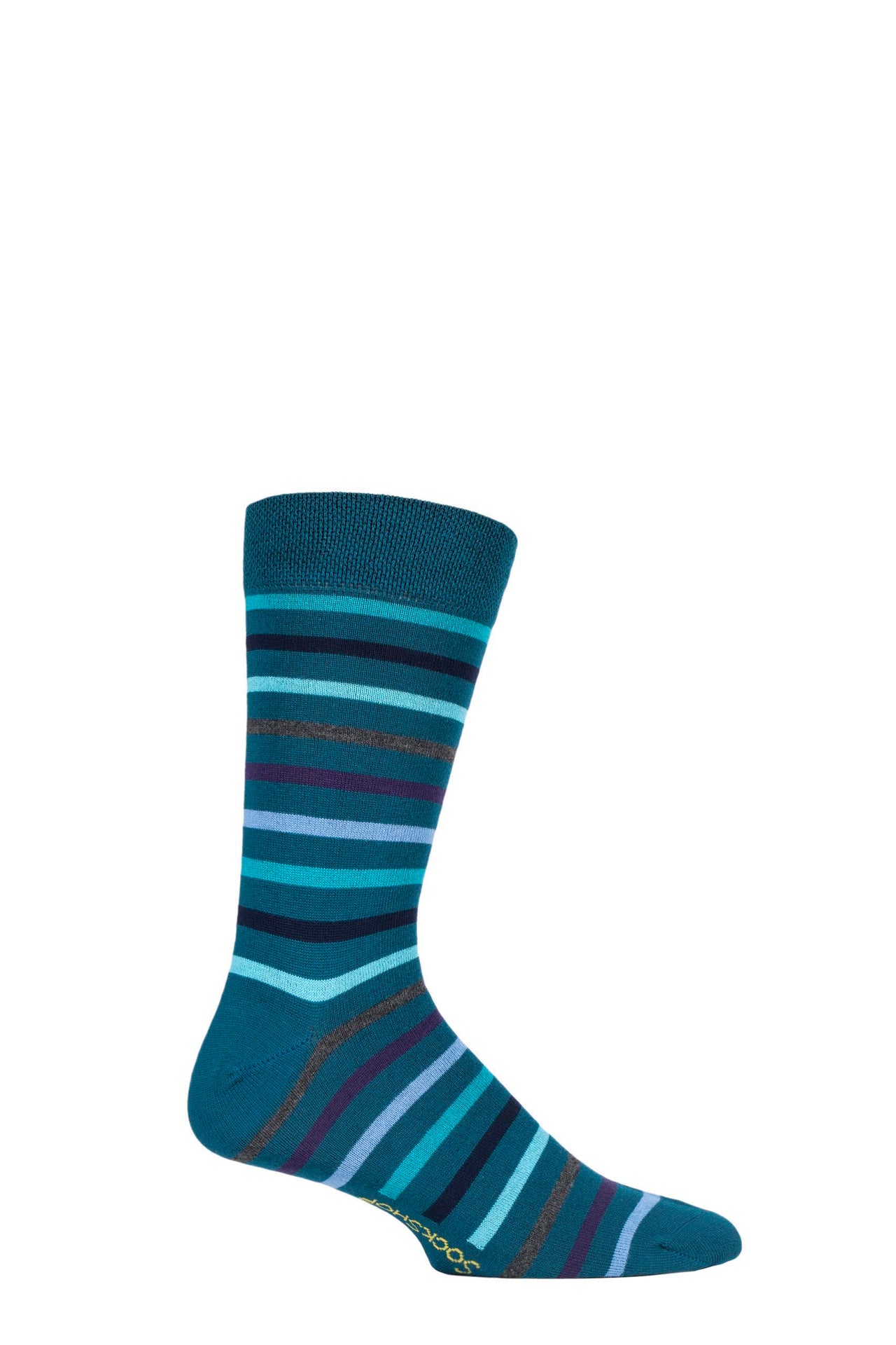 1 Pair Sockshop Green Rainbows Striped Bamboo Socks