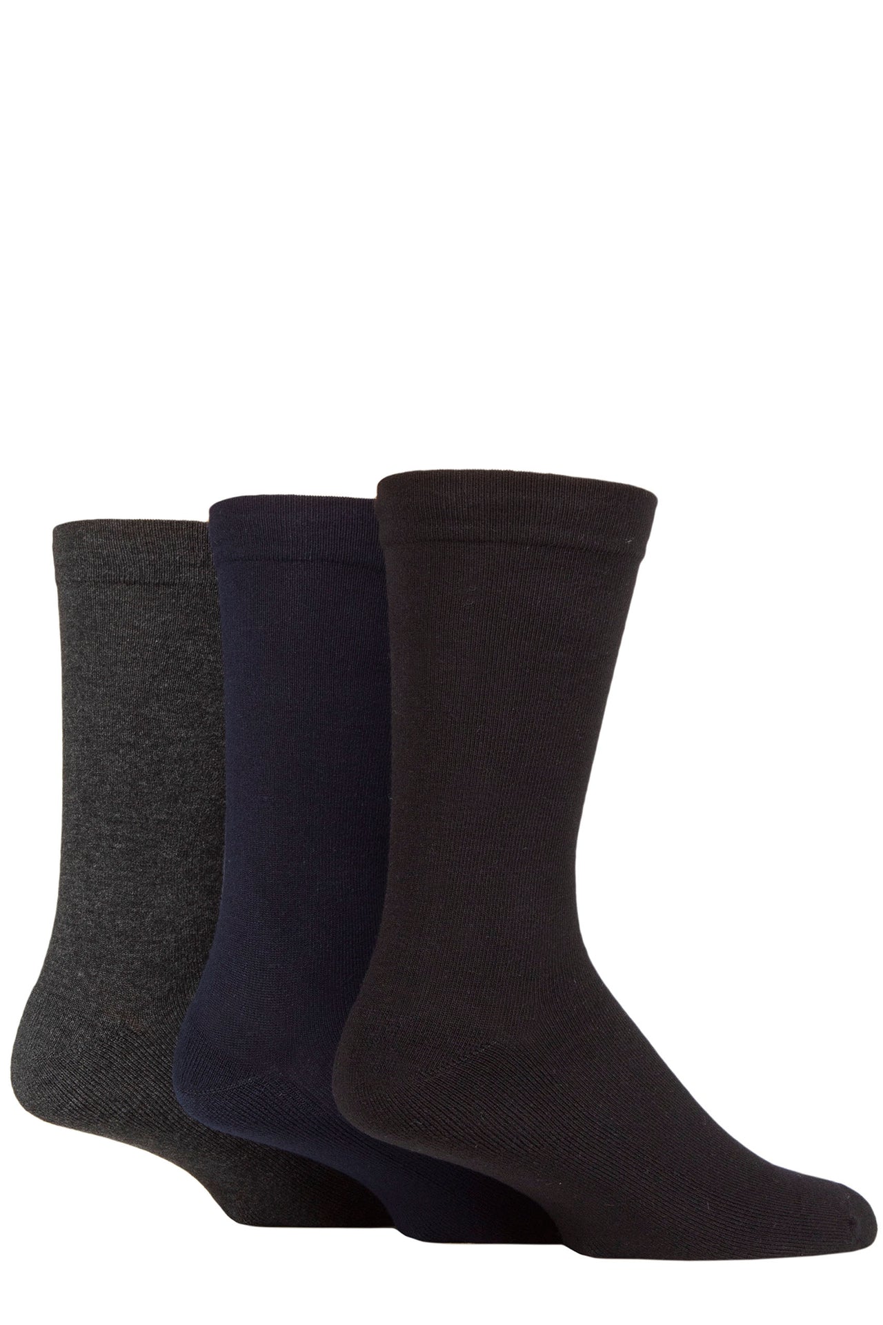 Men's 3 Pair Sockshop Gentle Bamboo Socks - Black/Navy/Grey