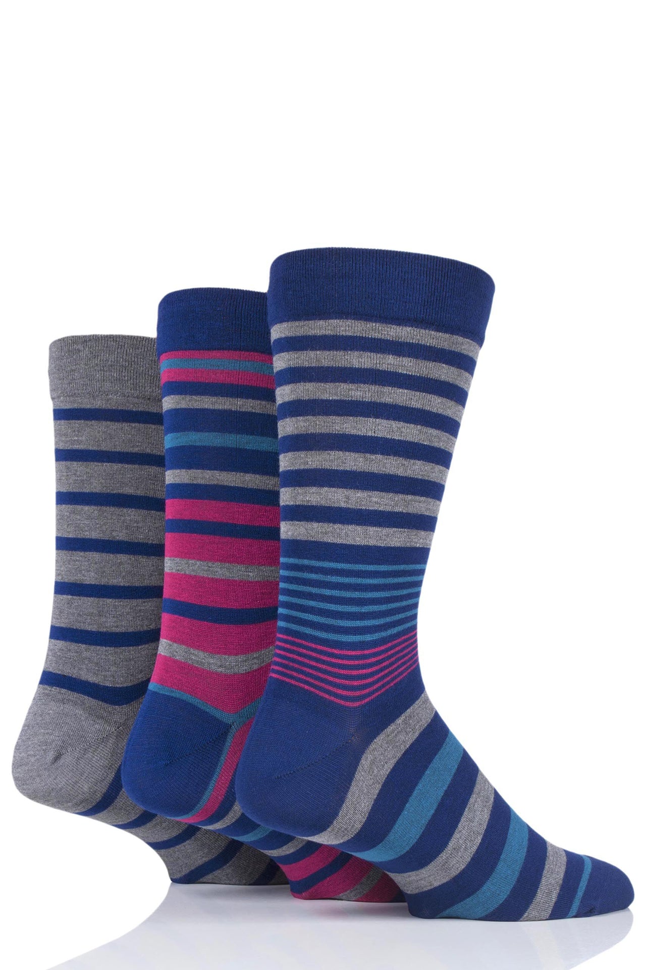 Men's Sockshop Striped Bamboo Gentle Socks (3 pack)
