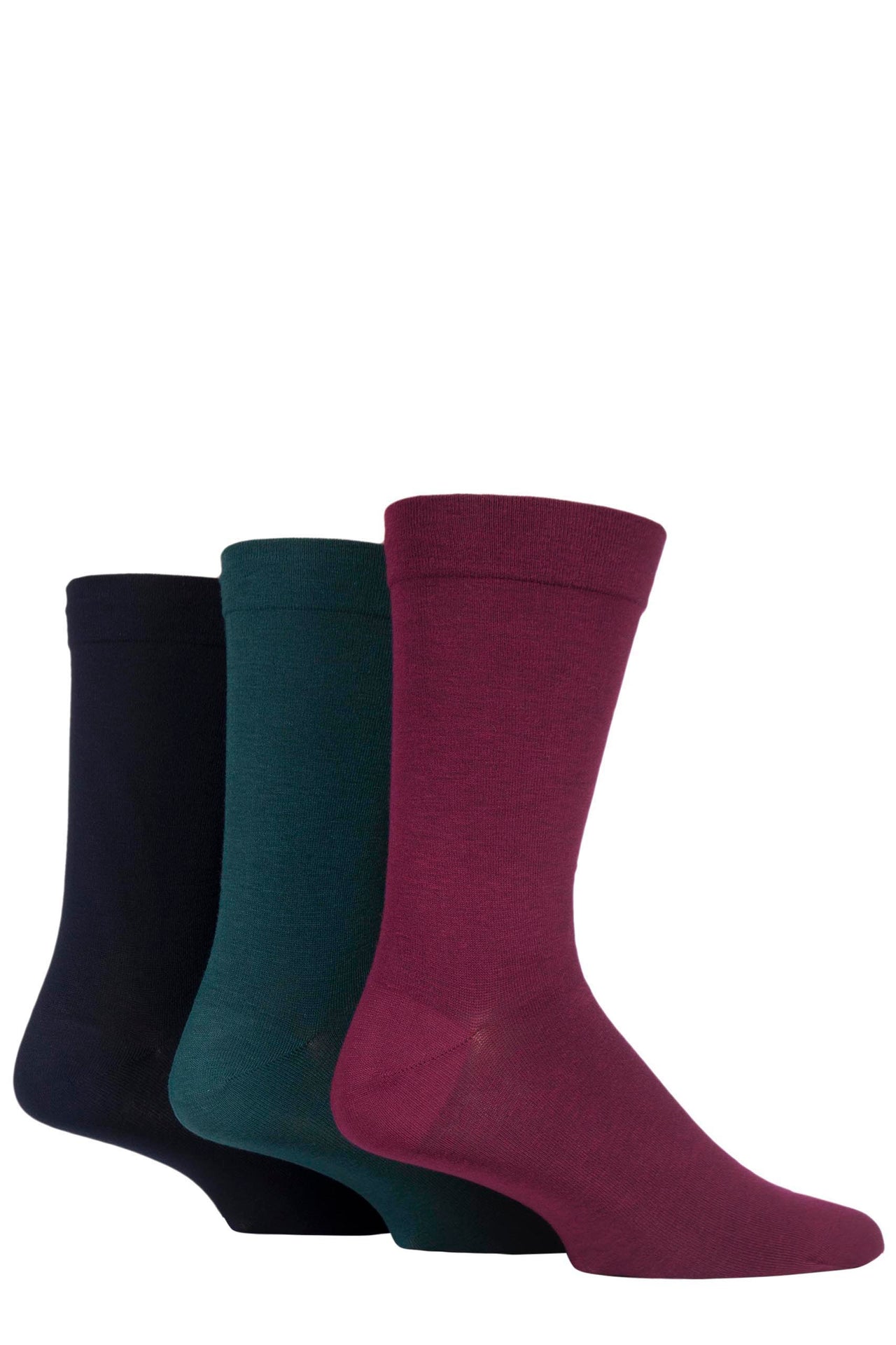 Men's 3 Pair Sockshop Plain Bamboo Socks With Gentle Cuff - Royals