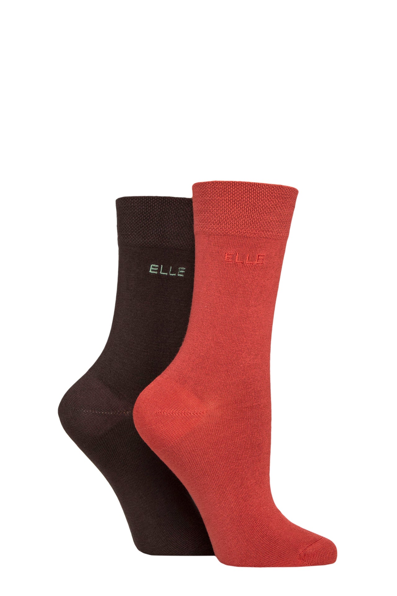 Elle 2 Pair Plain Bamboo Socks - Wild Poppy