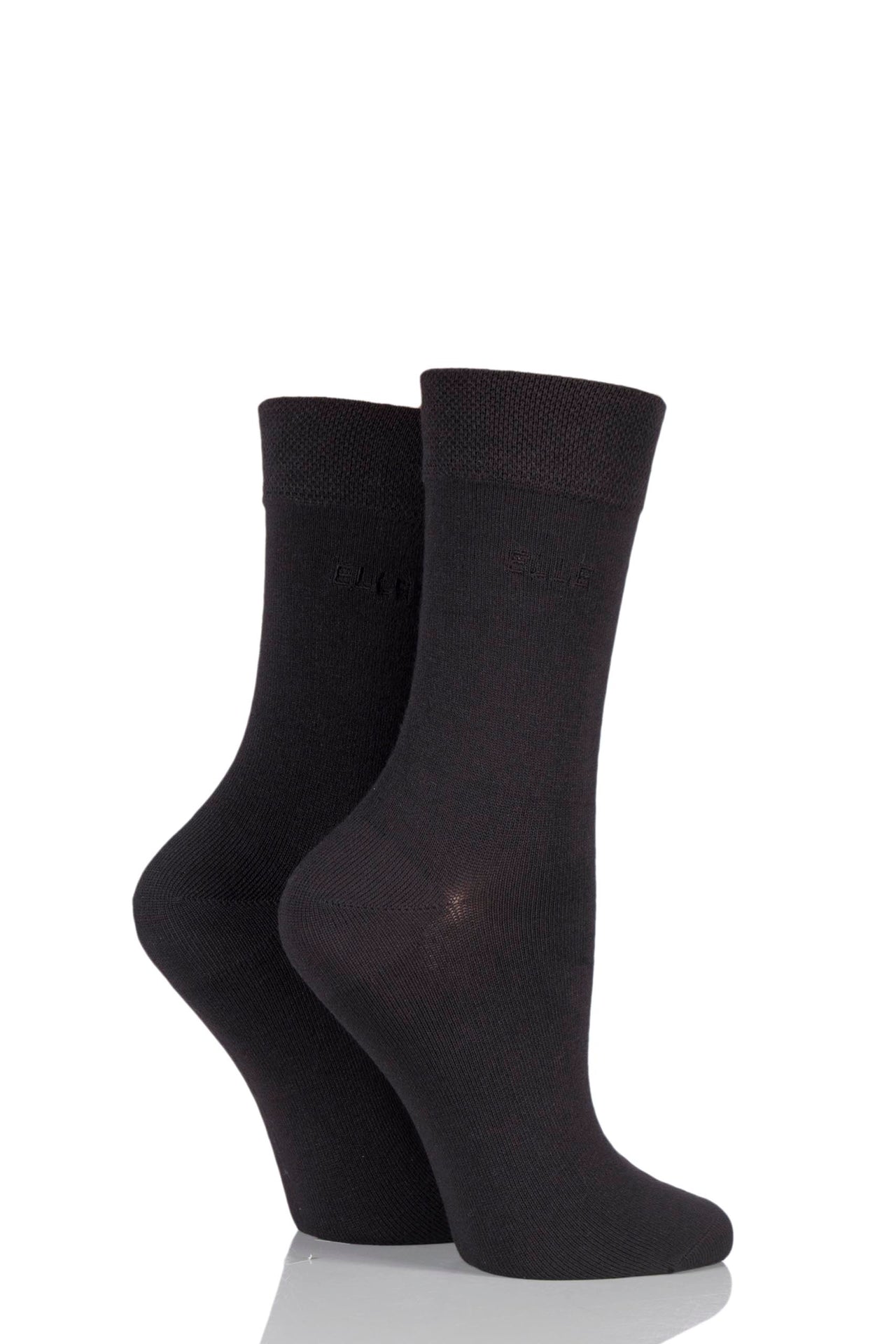 Elle 2 Pair Plain Bamboo Fibre Socks - Cocoa