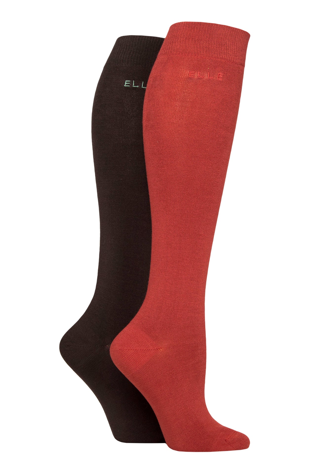 Elle 2 Pair Plain Knee Highs Bamboo Socks - Wild Poppy