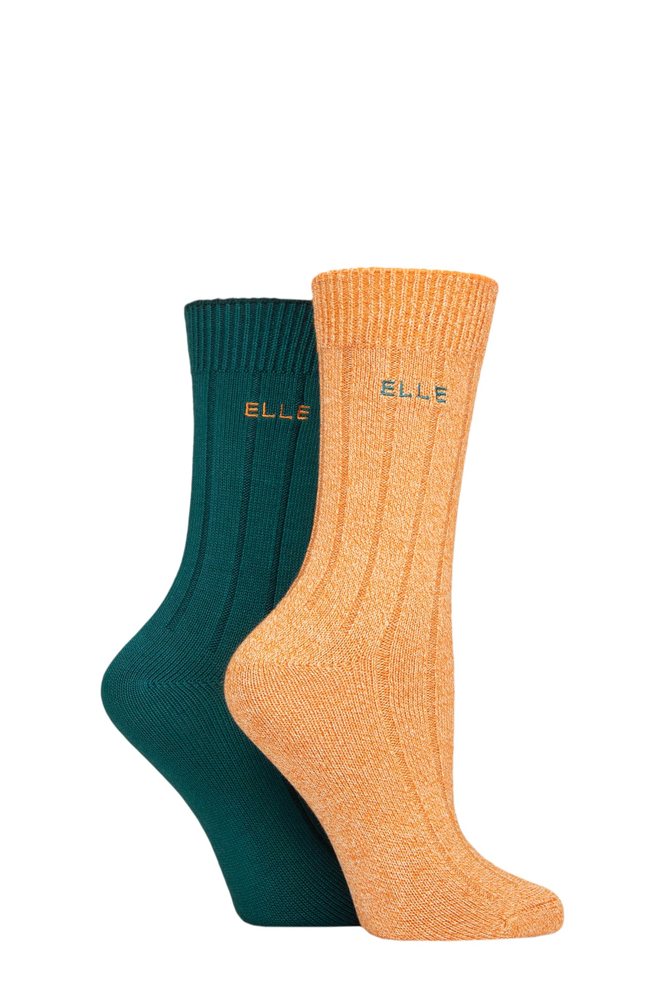 Elle 2 Pairs Rib Bamboo Sock- marmalade