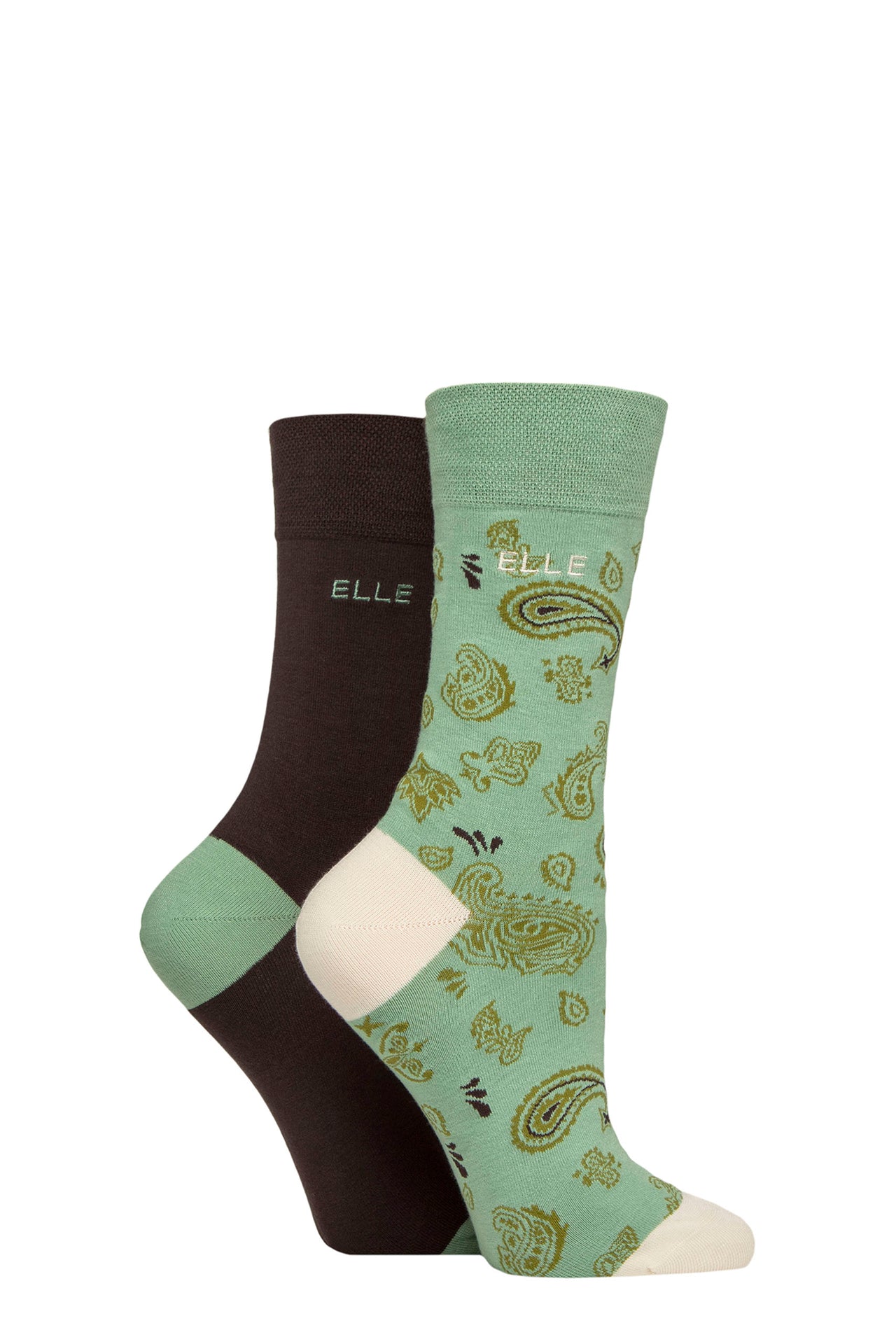 Elle 2 Pair Patterned Bamboo Socks - Forager