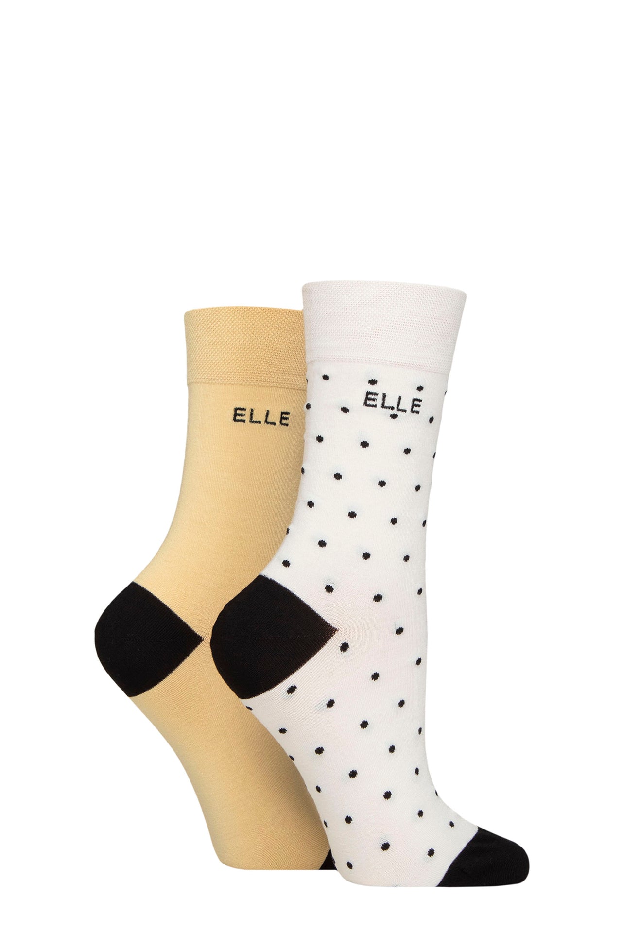 2 Pair Elle Patterned & Plain Bamboo Socks - Daisy Dream