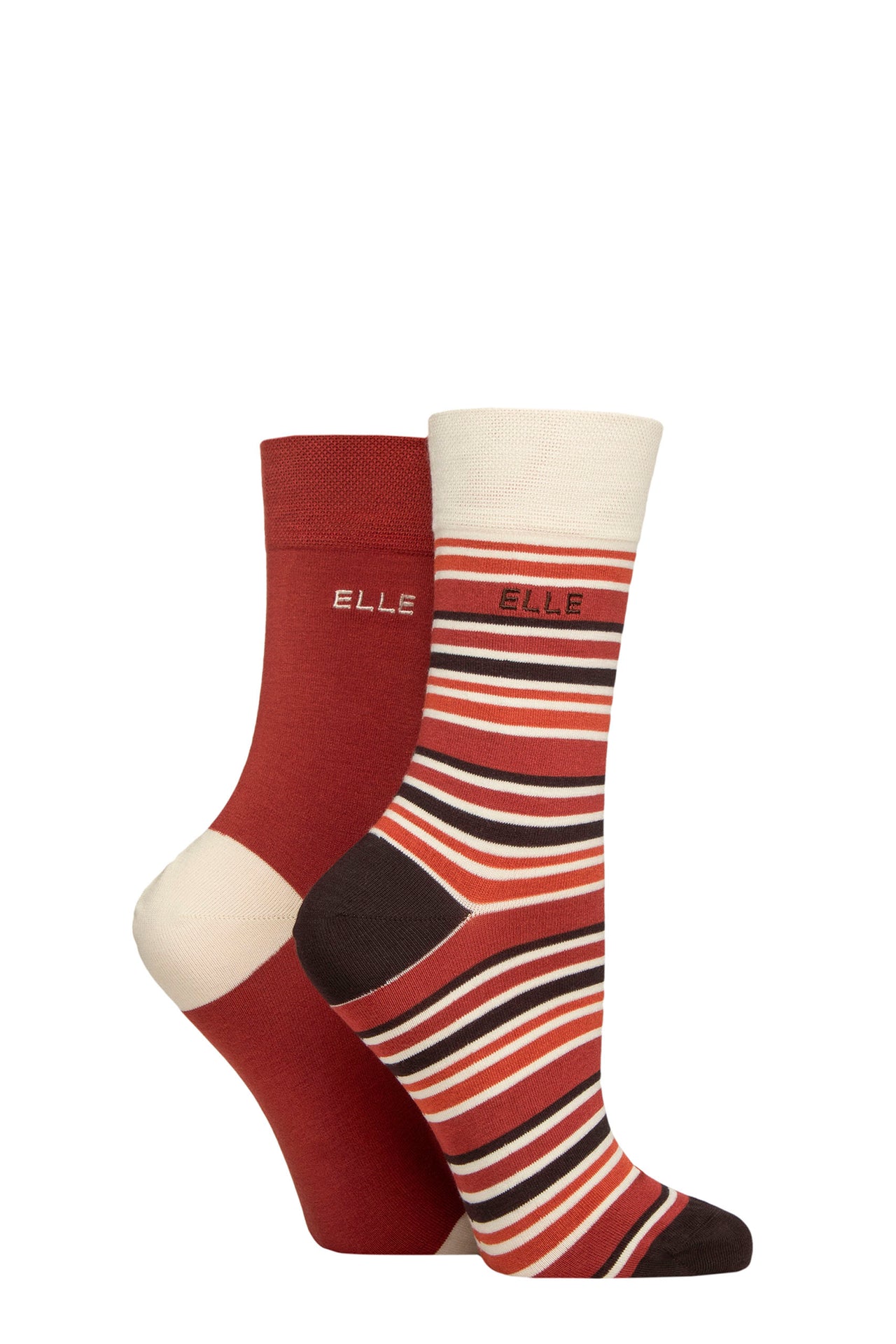 Elle 2 Pair Striped Bamboo Socks - Wild Poppy