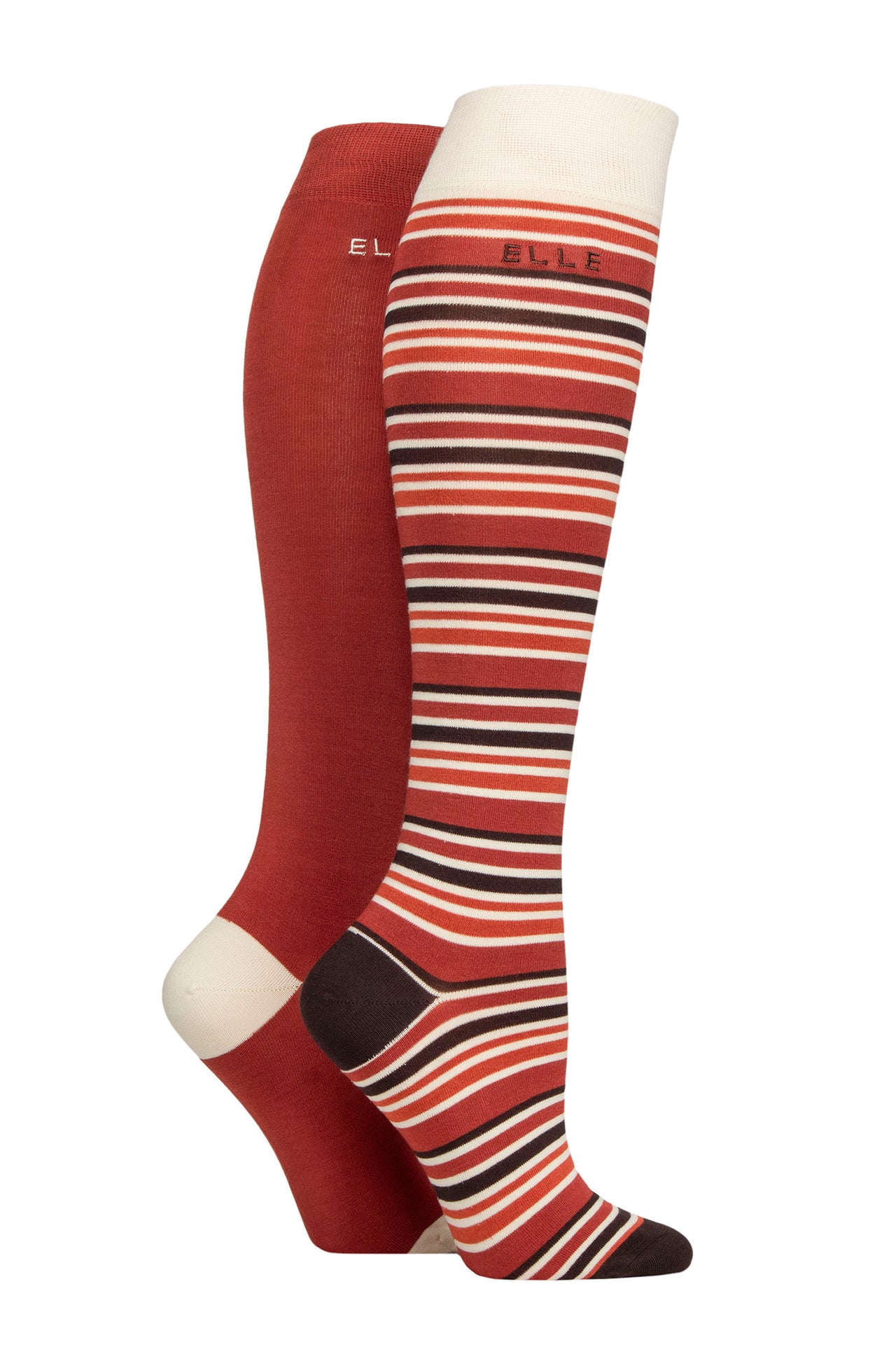 Elle 2 Pair Striped Knee Highs Bamboo Socks - Wild Poppy