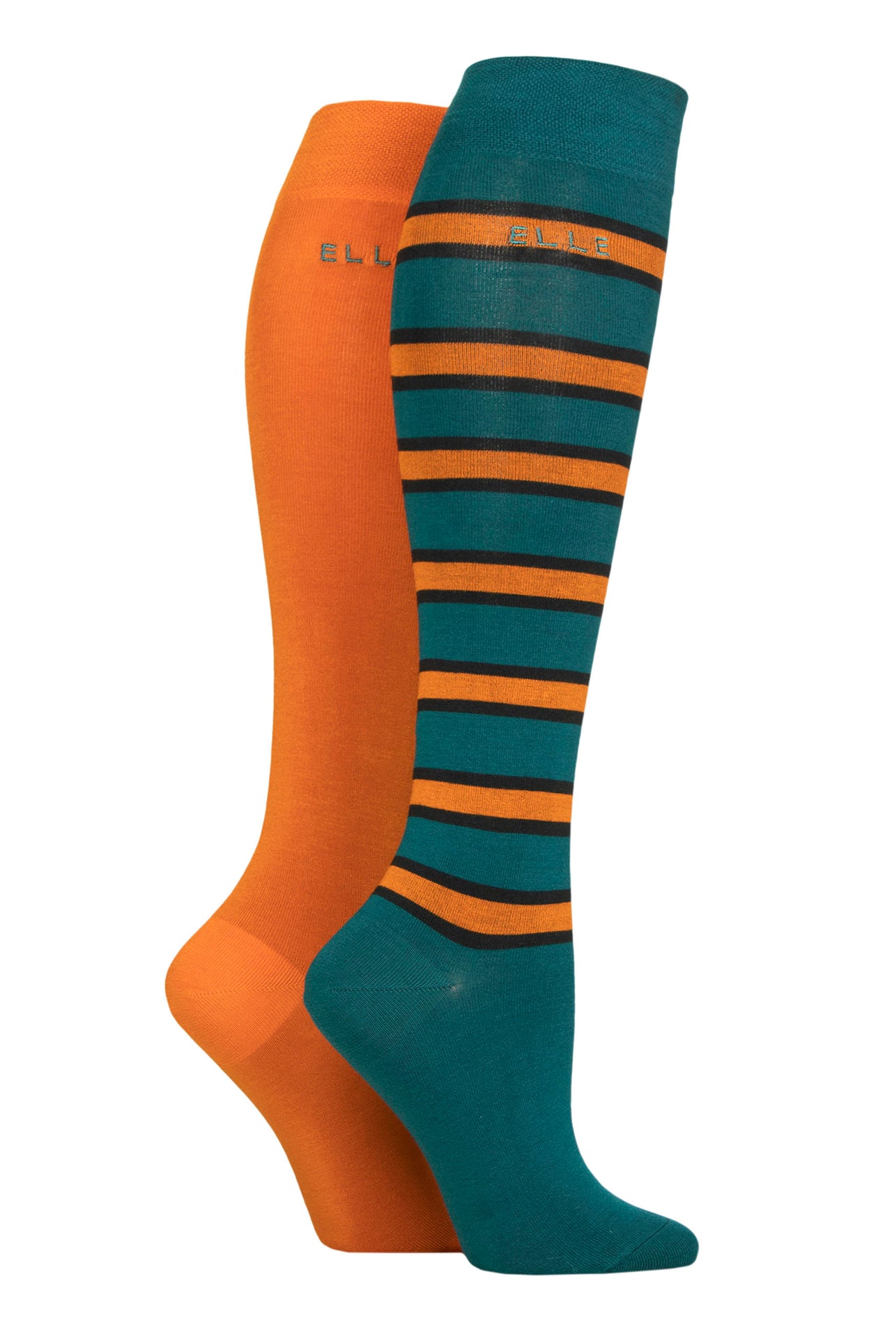 Ladies Elle Striped Bamboo Knee Highs- Marmalade