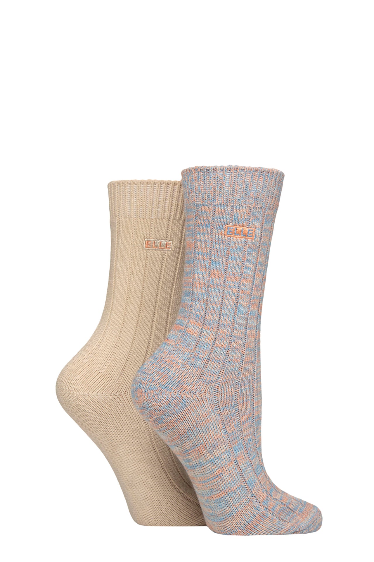Elle 2 Pair Chunky Rib Boot Sock - Coral