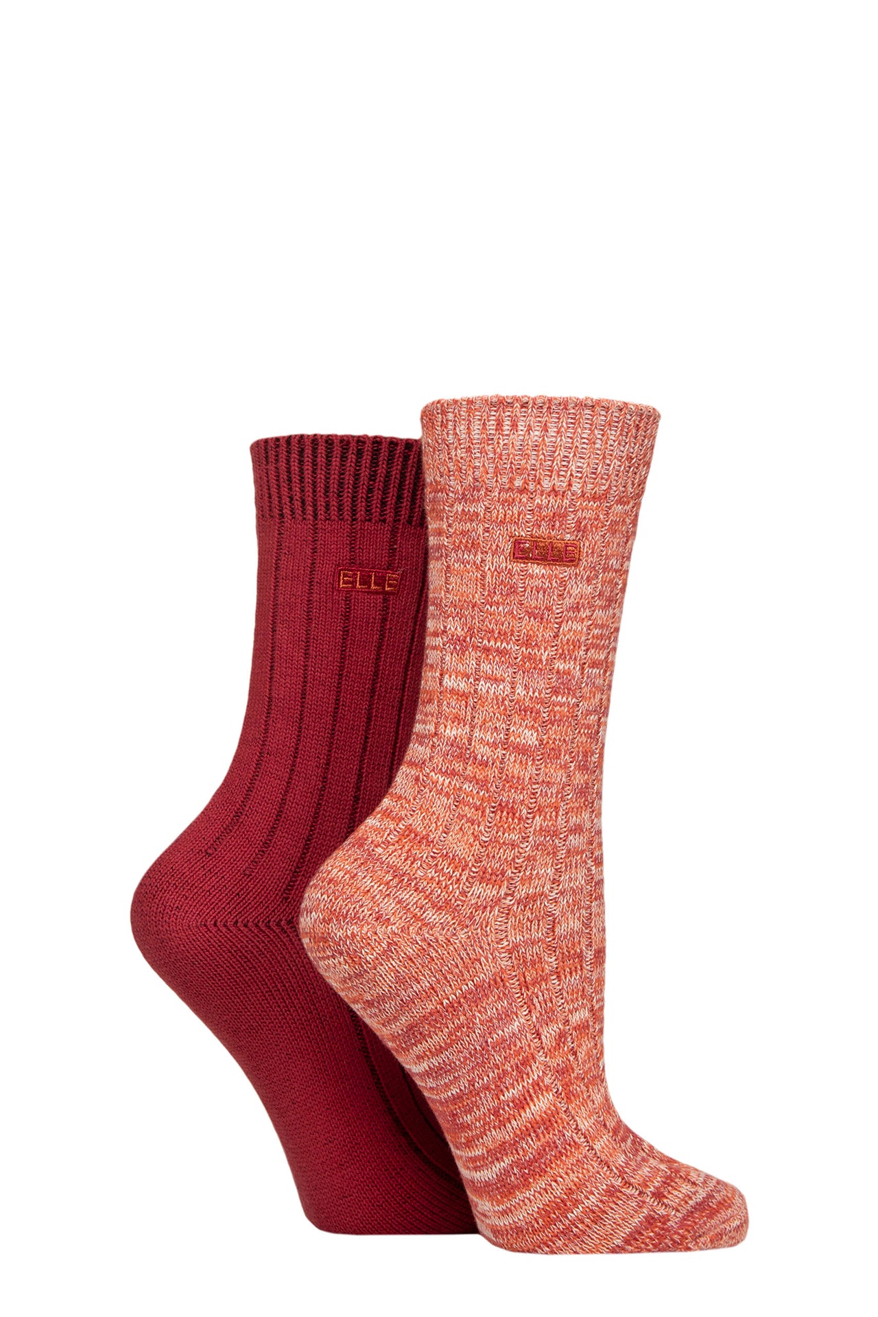 Elle 2 Pair Chunky Rib Boot Sock - Wild Poppy