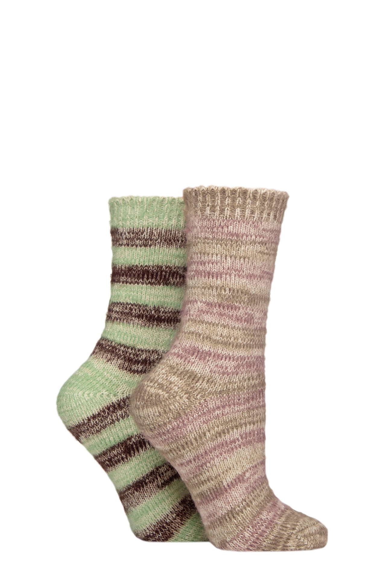 Elle 2 Pair Feather Stripe Boot Socks - Forager