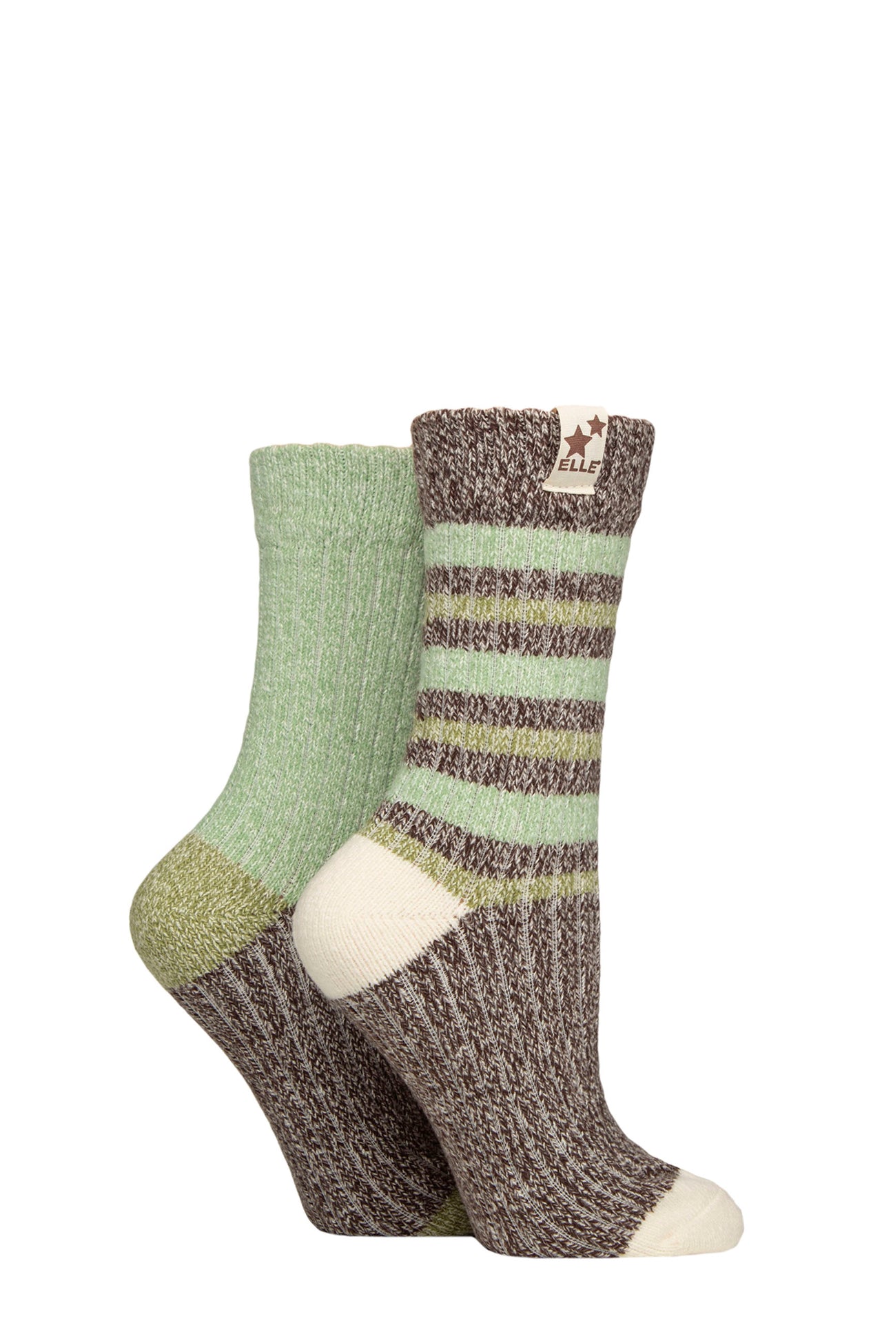 Elle 2 Pair Rib Soft Boot Socks - Forager