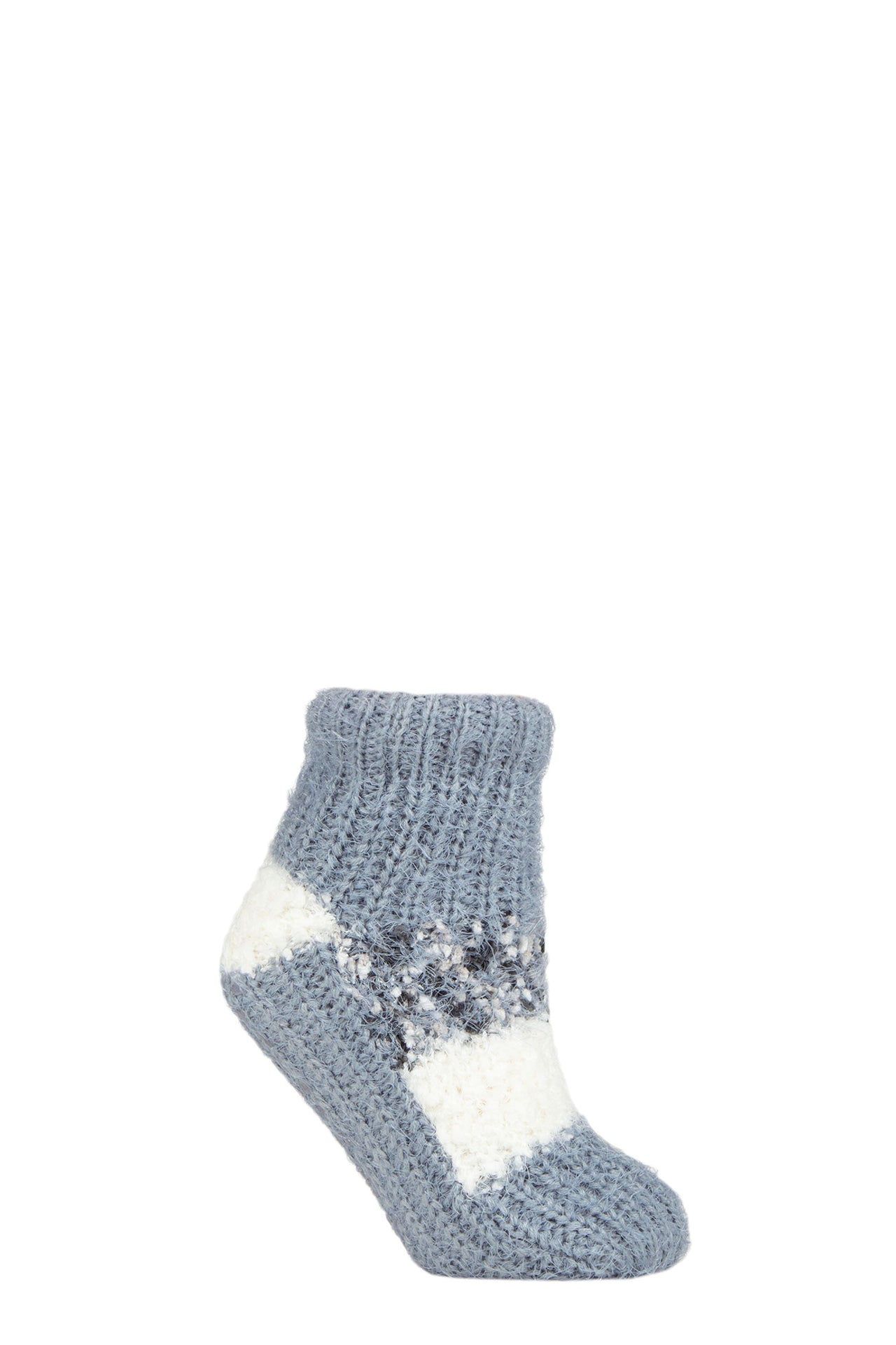 1 Pair Elle Moon Grey Slipper Socks 4-8