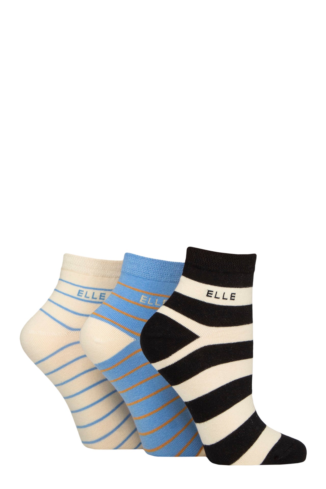 3 Pair Elle Striped 'Leopard Noir' Socks