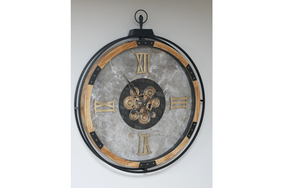 Dutch Imports Metal Metal & Wood Wall Clock With Cogs