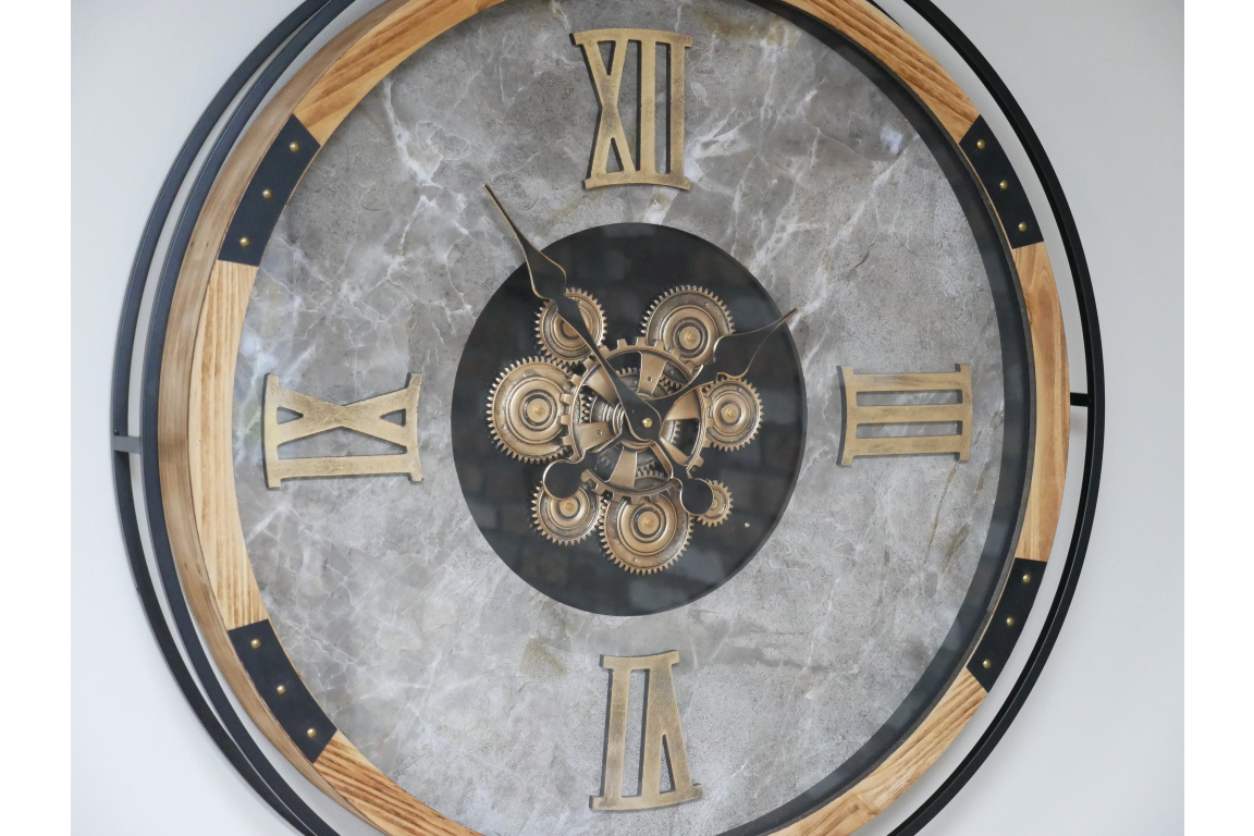 Dutch Imports Metal Metal & Wood Wall Clock With Cogs