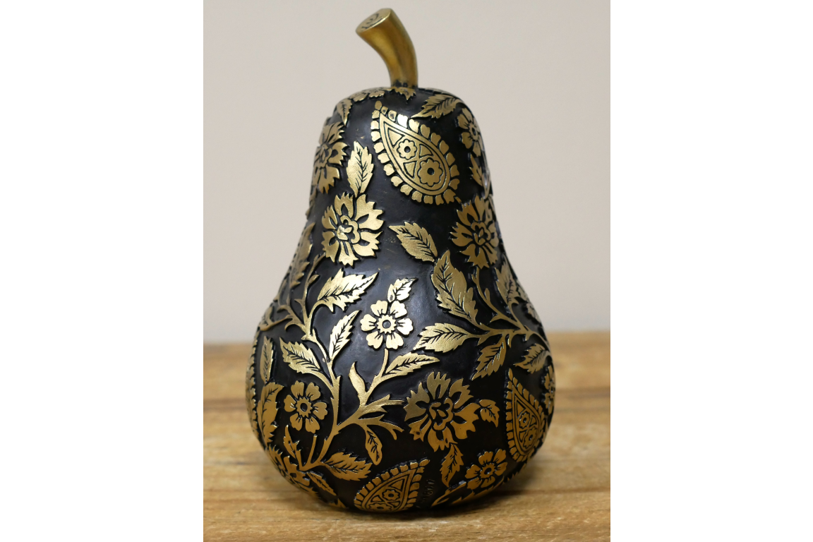 Dutch Imports Gold & Black Pear Ornament