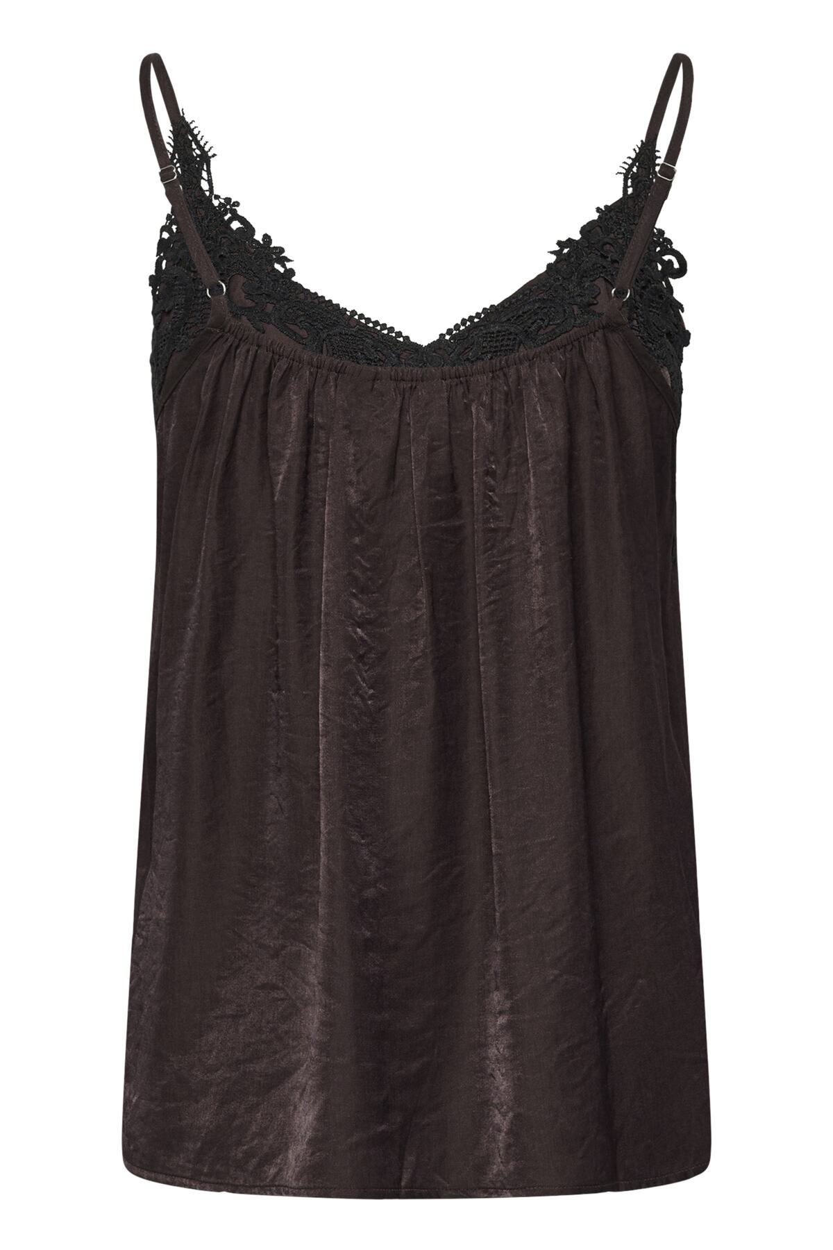 Cream ANNA Vest Top - Brown