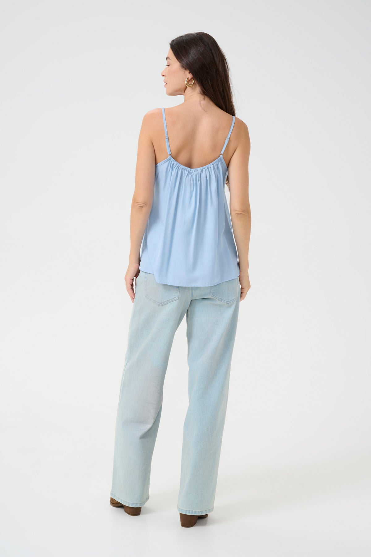 Cream Anna Vest Top - Sky Blue
