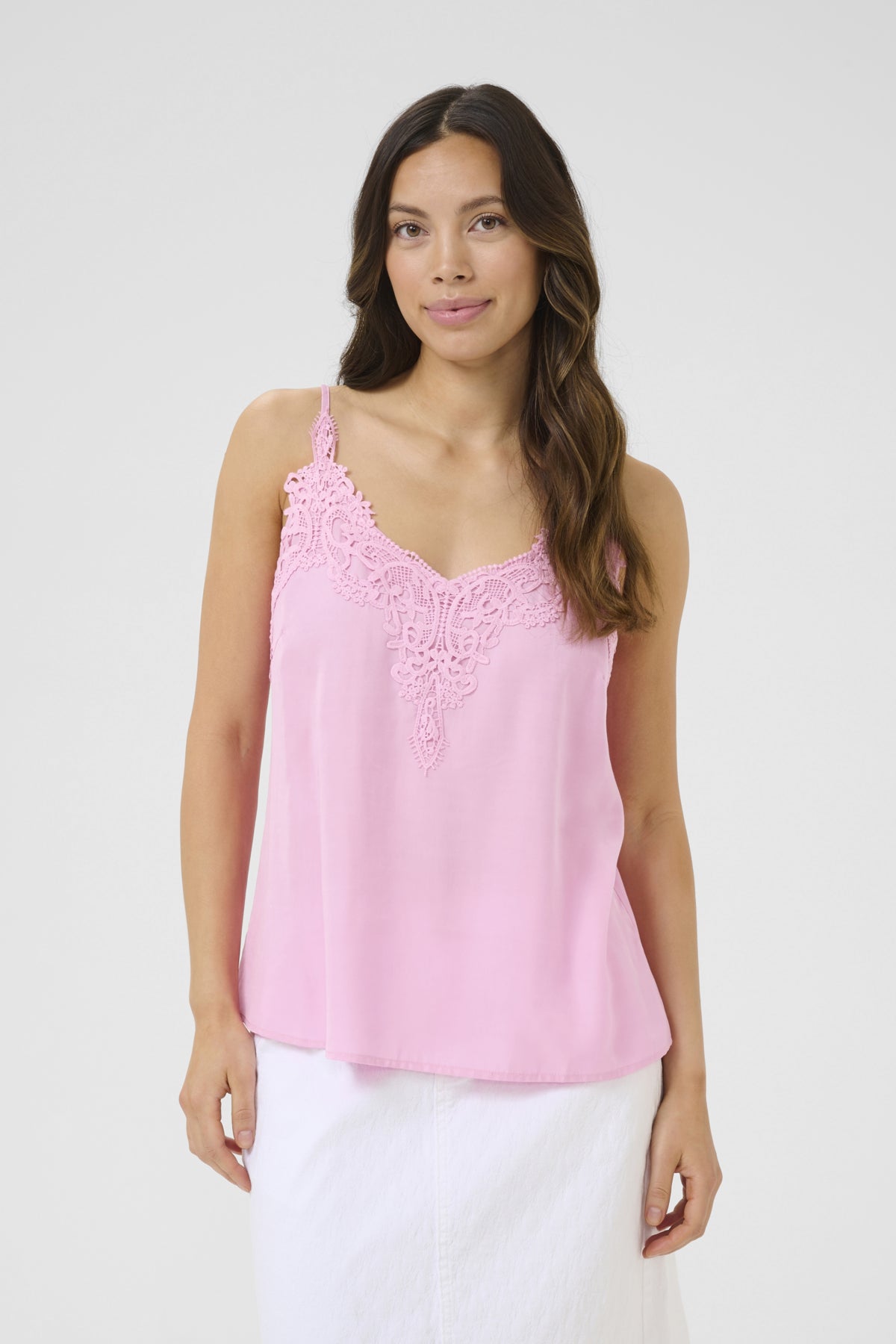 Cream ANNA Vest Top - Sugar Pink