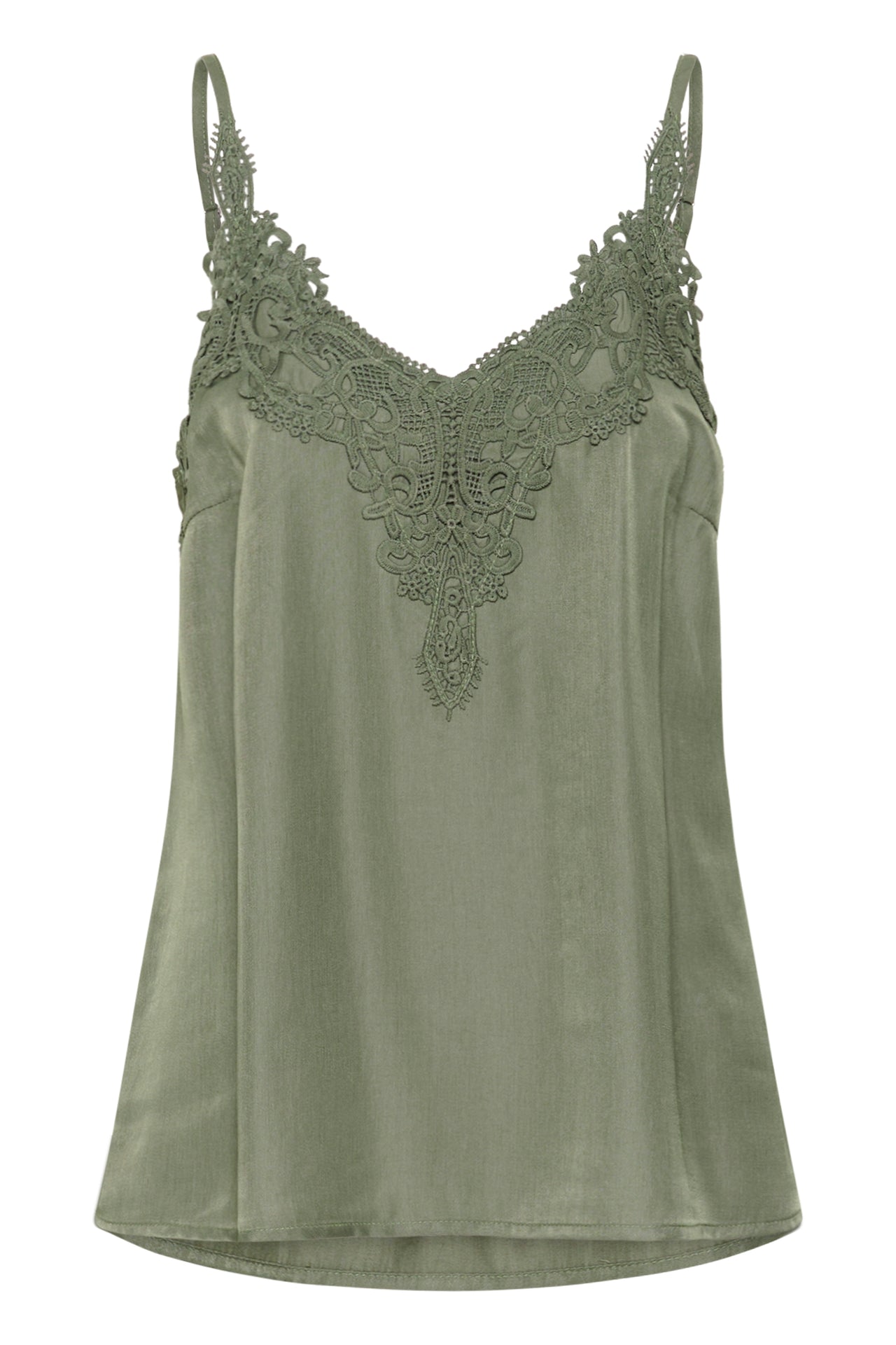 Cream ANNA Tank Top - Mulled Basil