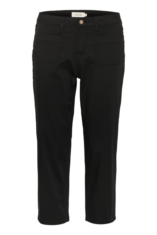 Cream Ann Capri Trousers - Pitch Black